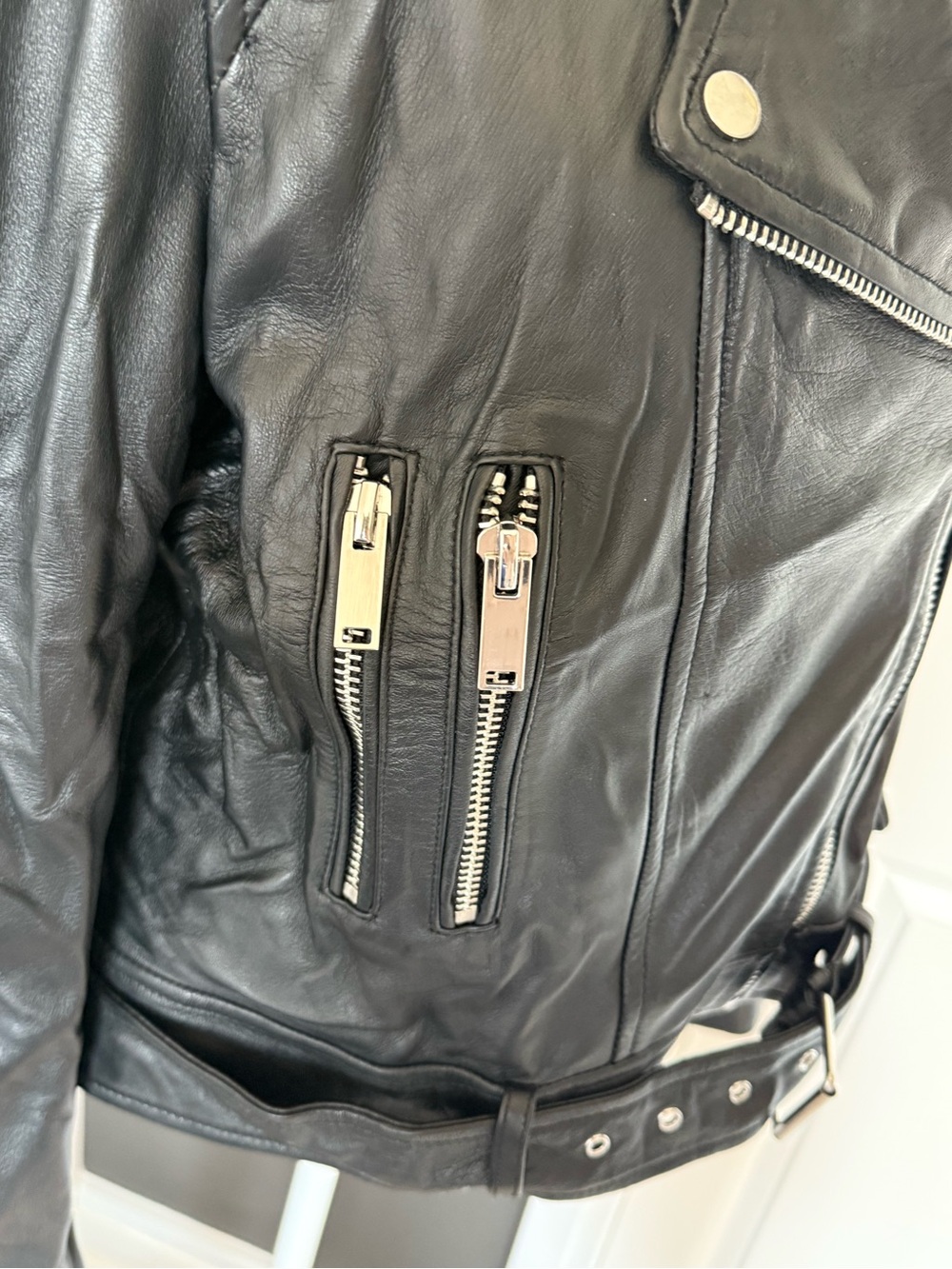 Zara Black Moto Faux Leather Biker Jacket - Picture 6 of 11